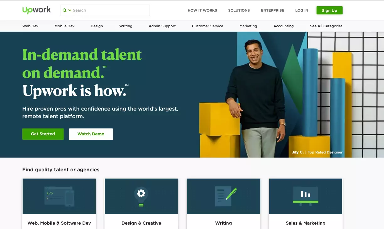 upwork is among the best freelancing sites for beginners