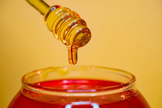 Bees inside honeycomb with text is honey vegan